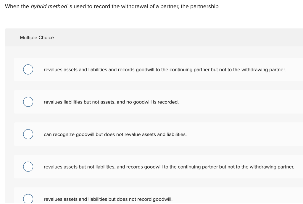 When the hybrid method is used to record the withdrawal of a