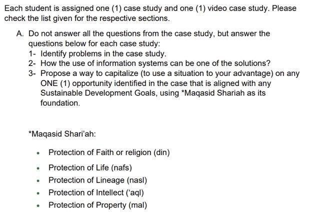 in student is assigned one (1) case study and one (1) video case study. Please ck the list given for the respective sections.