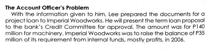 The Account Officer's Problem With the information given to him, Lee prepared the documents for a project
