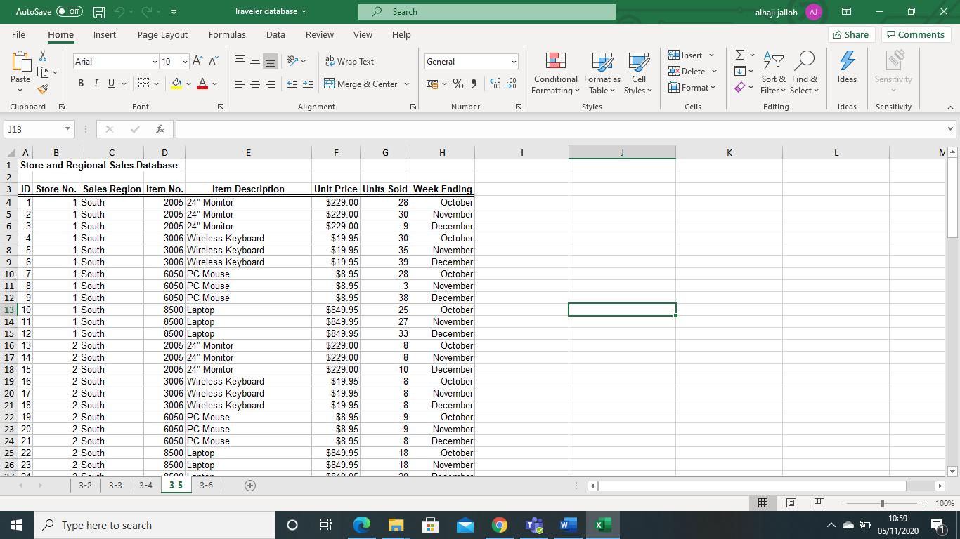 AutoSave Off Have Traveler database Search alhaji jalloh AJ File Home Insert Page Layout Formulas Data Review View Help Share