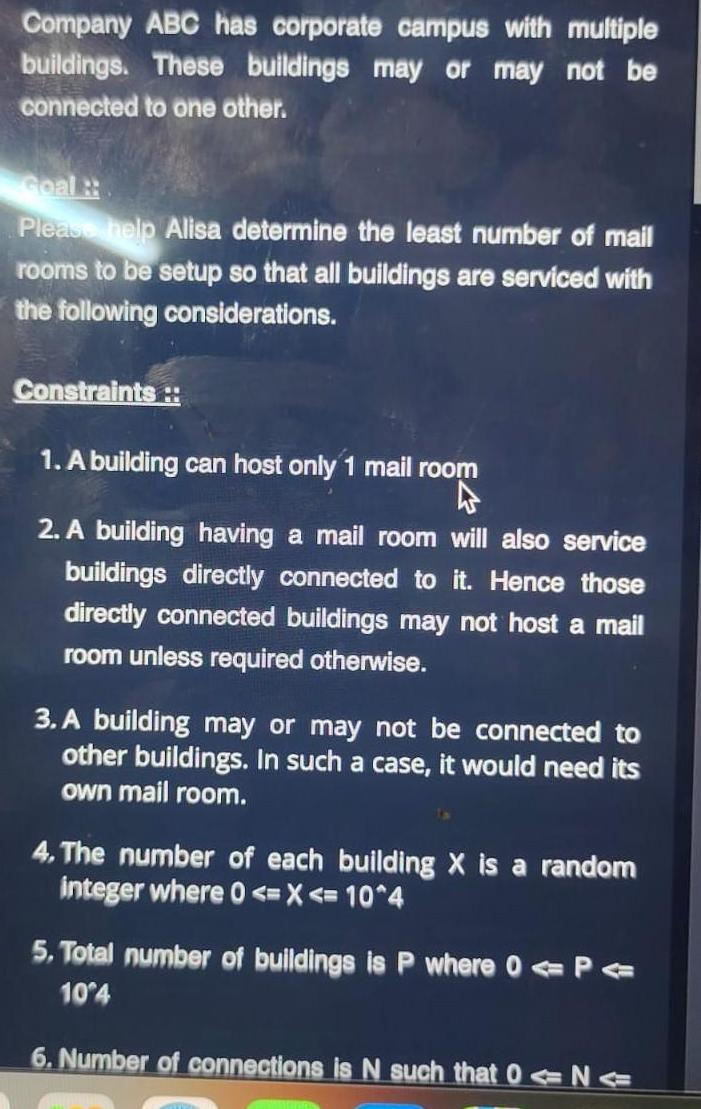 Company ABC has corporate campus with multiple buildings. These buildings may or may not be connected to one