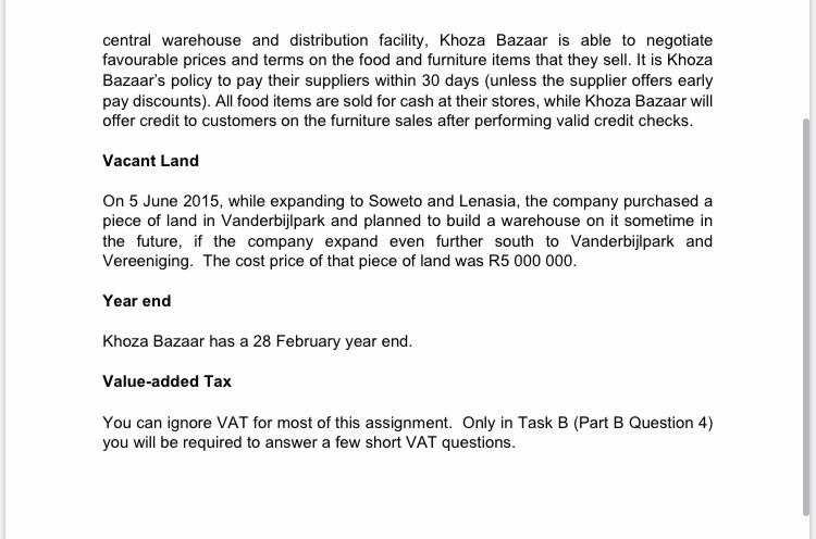 central warehouse and distribution facility, Khoza Bazaar is able to negotiate favourable prices and terms on the food and fu