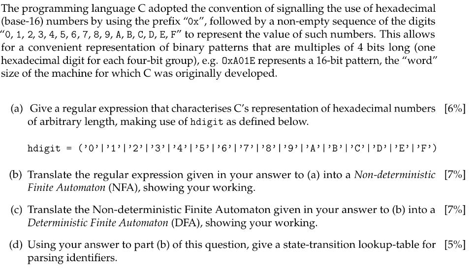 The programming language C adopted the convention of signalling the use of hexadecimal (base-16) numbers by