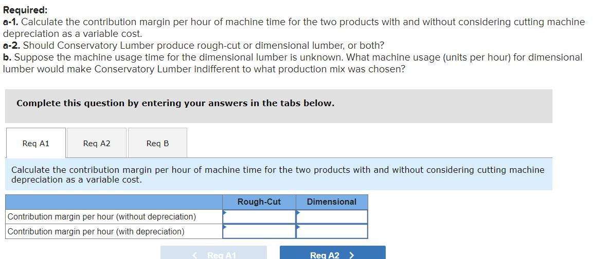 Required: a-1. Calculate the contribution margin per hour of machine time for the two products with and without considering c