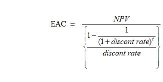 NPV EAC (1 + discont rate) discont rate
