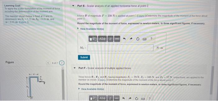 Learning Goal: To appin the scalar forreitefen of the inorient of force indoaing the deseimenaton of the moment arm The membe