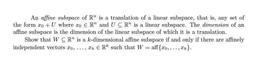 An affine subspace of R