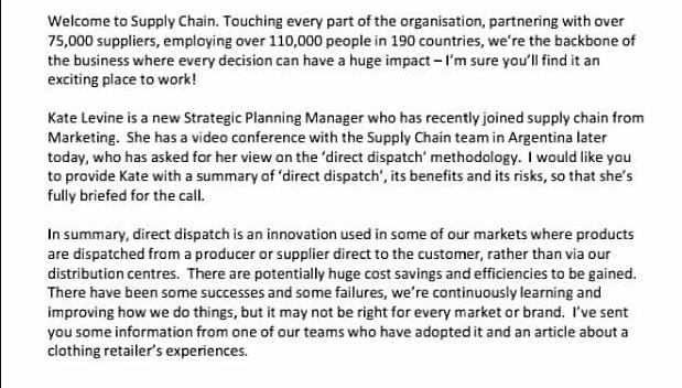 Welcome to Supply Chain. Touching every part of the organisation, partnering with over 75,000 suppliers,