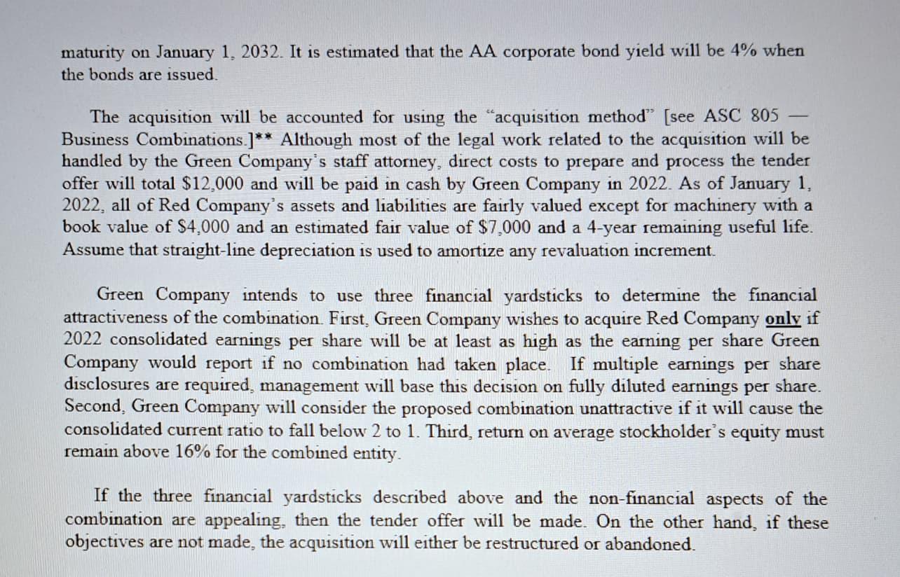 maturity on January 1, 2032. It is estimated that the AA corporate bond yield will be ( 4 % ) when the bonds are issued.