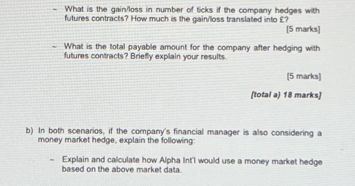 What is the gain/loss in number of ticks if the company hedges with futures contracts? How much is the
