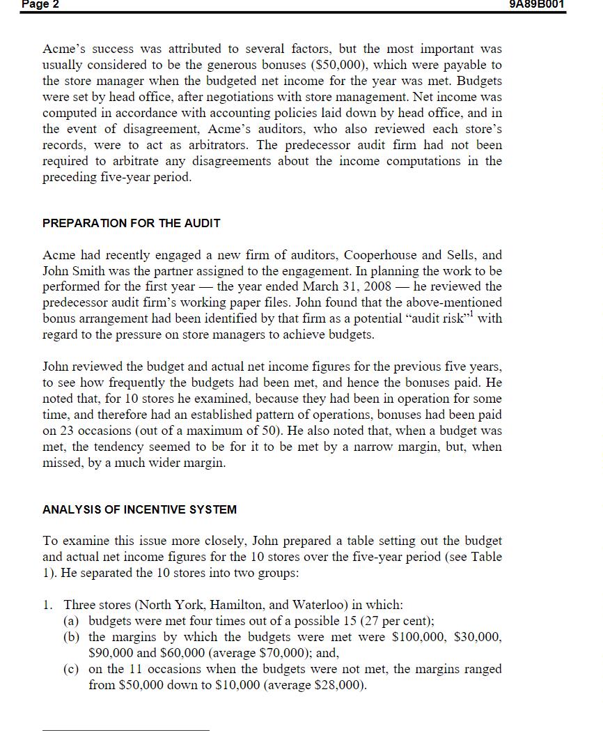 Page 29A89B001Acmes success was attributed to several factors, but the most important wasusually considered to be the gen