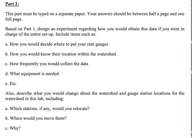 Part 2: This part must be typed on a separate paper. Your answers should be between half a page and one full