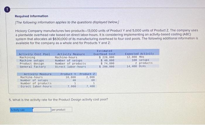 Required Information [The following information applies to the questions displayed below.] Hickory Company