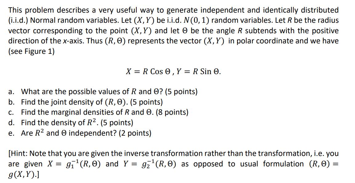 This problem describes a very useful way to generate independent and identically distributed (i.i.d.) Normal