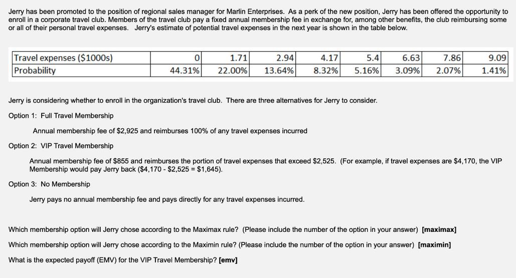 Jerry has been promoted to the position of regional sales manager for Marlin Enterprises. As a perk of the