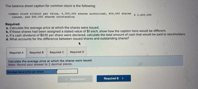 The balance sheet caption for common stock is the following: Common stock without par value, 4,300,000 shares