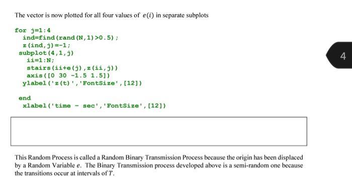 The vector is now plotted for all four values of ( e(i) ) in separate subplots for ( j=1: 4 ) ( quad ) ind=find ( ( 