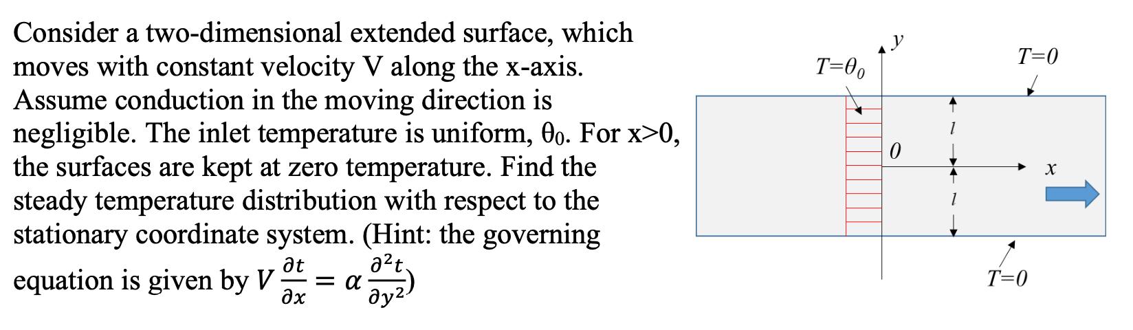 Consider a two-dimensional extended surface, which moves with constant velocity V along the x-axis. Assume
