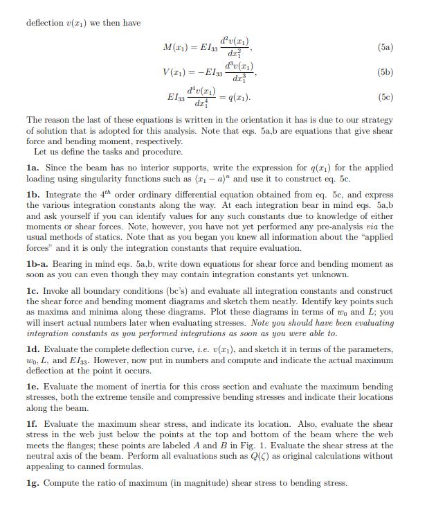 deflection () we then have M(2) = EI33 (5a) (5b) =q(*). (5c) The reason the last of these equations is