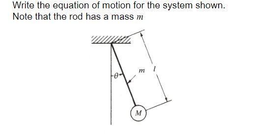 Write the equation of motion for the system shown. Note that the rod has a mass m -0- M