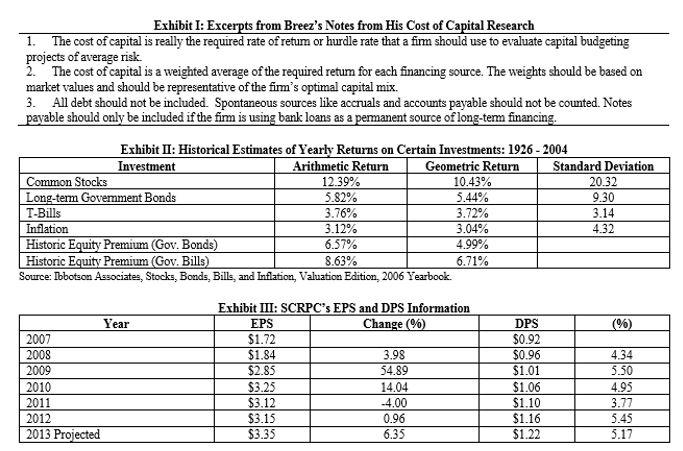 Exhibit I: Excerpts from Breezs Notes from His Cost of Capital Research 1. The cost of capital is really the required rate o