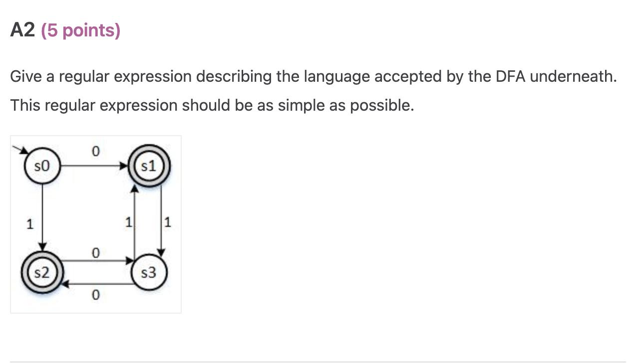 Give a regular expression describing the language accepted by the DFA underneath. This regular expression should be as simple