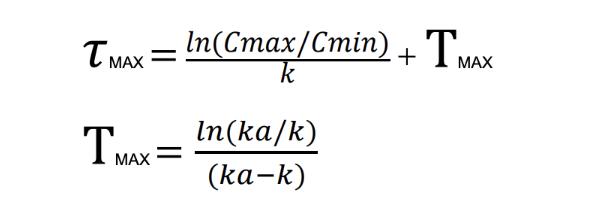 Tuax= ln(Cmax/Cmin) + Tux MAX MAX k TMAX In(ka/k) (ka-k)
