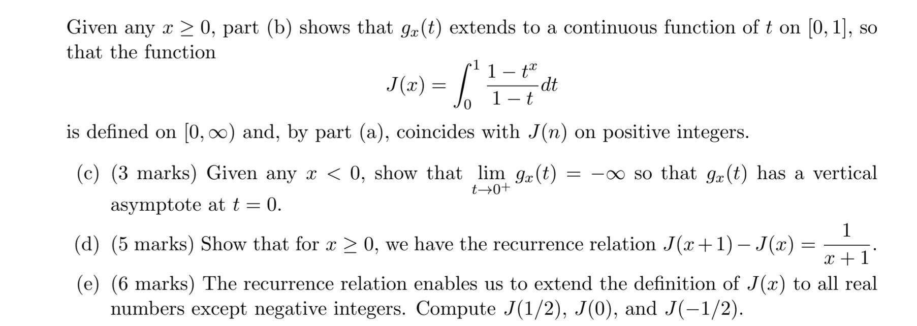 Given any x 20, part (b) shows that ga(t) extends to a continuous function of t on [0, 1], so that the