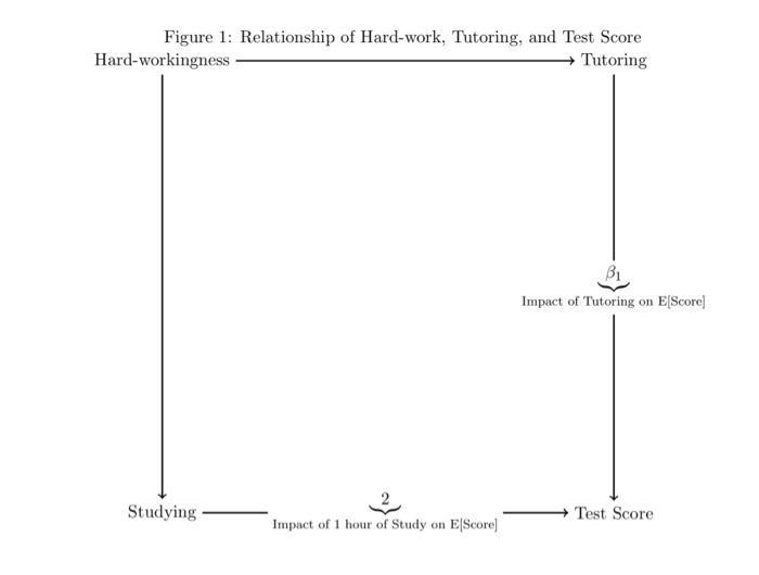 Figure 1: Relationship of Hard-work, Tutoring, and Test Score Hard-workingness Tutoring