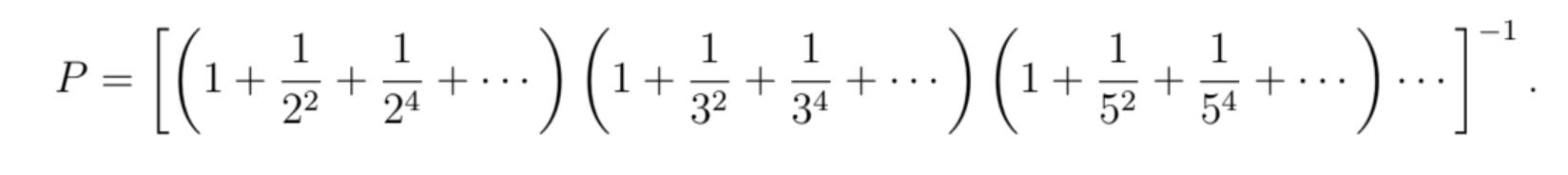 ( P=left[left(1+frac{1}{2^{2}}+frac{1}{2^{4}}+cdotsight)left(1+frac{1}{3^{2}}+frac{1}{3^{4}}+cdotsight)left(1+