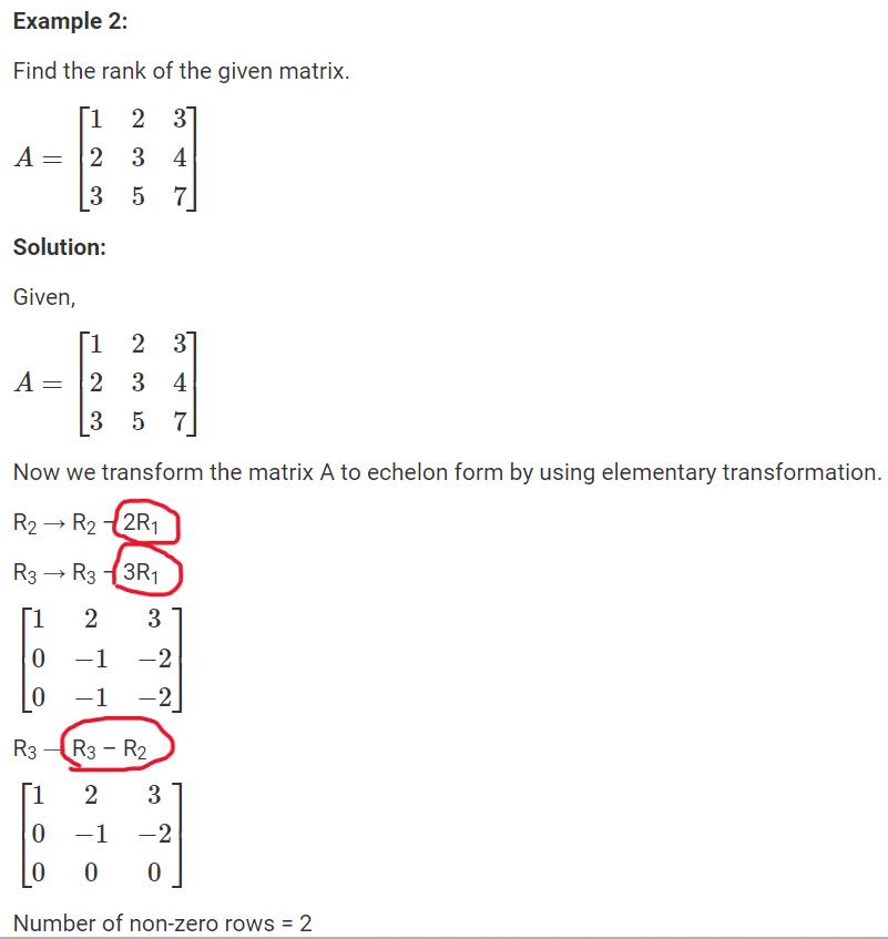 Find the rank of the given matrix. \[ A=\left[\begin{array}{lll} 1 & 2 & 3 \\ 2 & 3 & 4 \\ 3 & 5 & 7 \end{array}ight] \] So