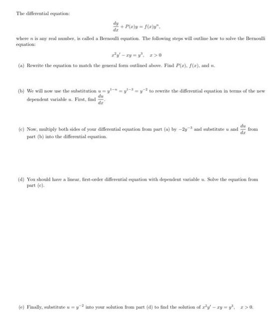 The differential equation: dz + P(x)y = f(r)y
