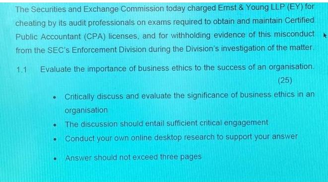 The Securities and Exchange Commission today charged Ernst & Young LLP (EY) for cheating by its audit