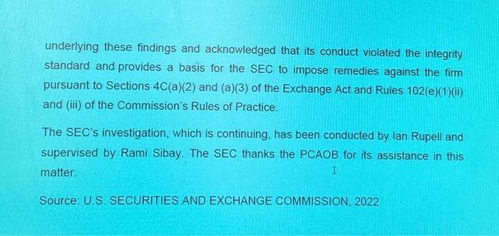 underlying these findings and acknowledged that its conduct violated the integrity standard and provides a basis for the SEC