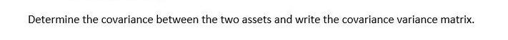 Determine the covariance between the two assets and write the covariance variance matrix.