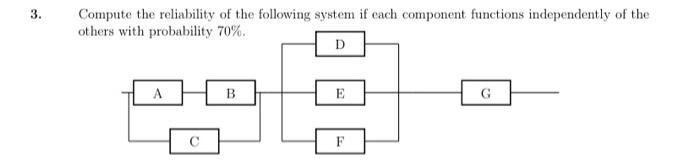 Compute the reliability of the following system if each component functions independently of the othe ( ldots+1, ldots-1 