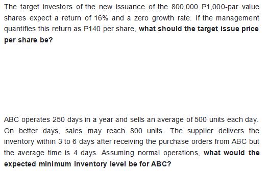 The target investors of the new issuance of the 800,000 P1,000-par value shares expect a return of 16% and a