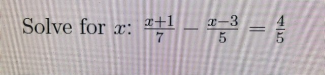 Solve for x: x+1 7 - 0-3 5