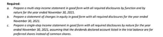 Required: 0. Prepare a multi-step income statement in good form with all required disclosures by function and