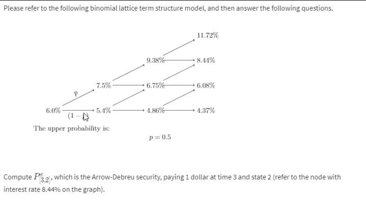 Please refer to the following binomial lattice term structure model, and then answer the following questions.