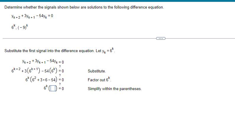 Determine whether the signals shown below are solutions to the following difference equation. Yk +2