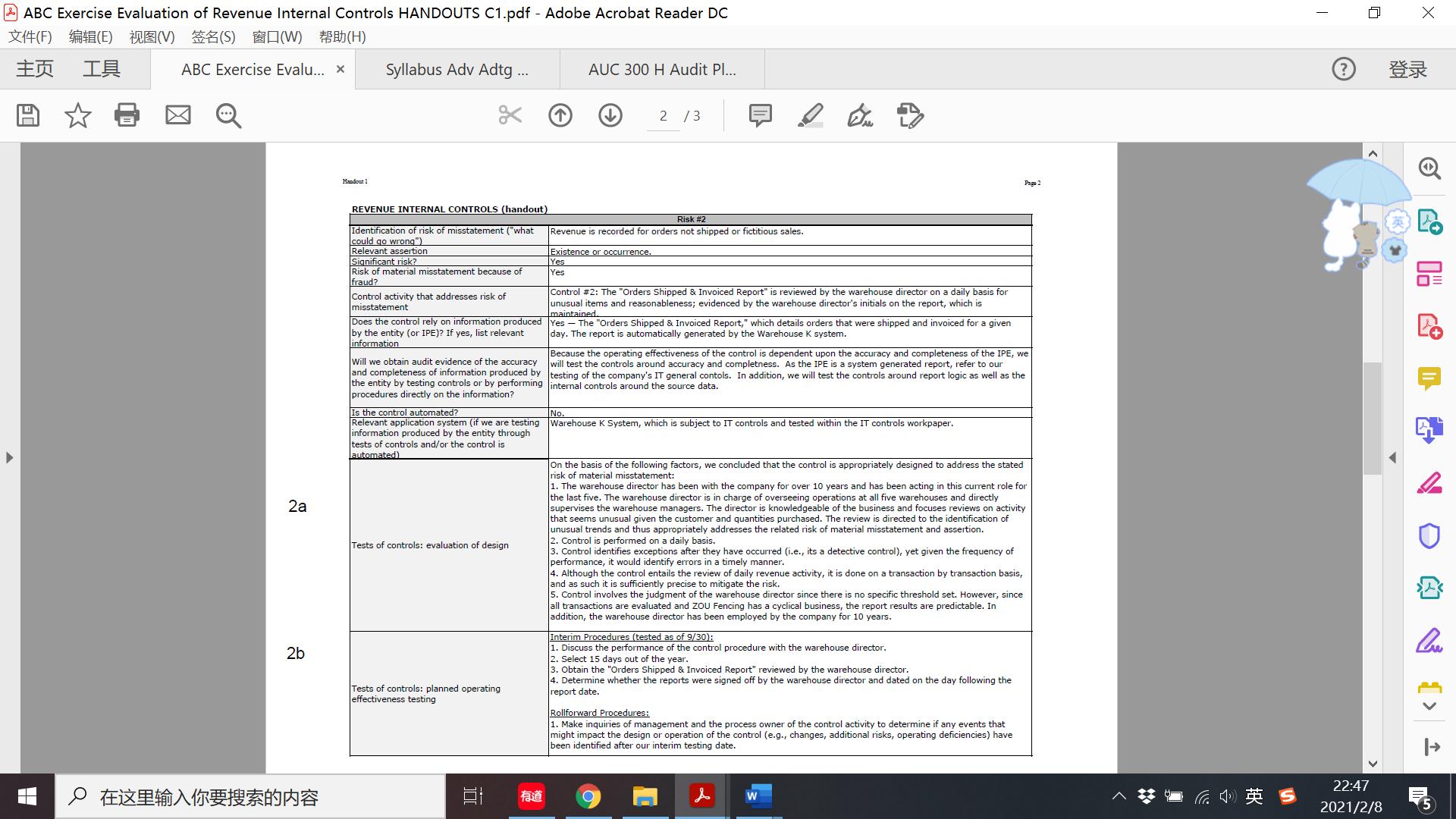 ABC Exercise Evaluation of Revenue Internal Controls HANDOUTS C1.pdf - Adobe Acrobat Reader DC (F) (E) (V)
