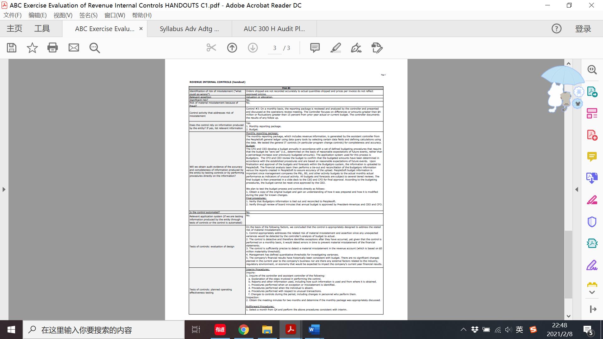 ABC Exercise Evaluation of Revenue Internal Controls HANDOUTS C1.pdf - Adobe Acrobat Reader DC (F) (E) (V)