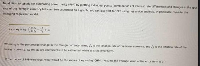 In addition to testing for purchasing power parity (PPP) by plotting individual points (combinations of
