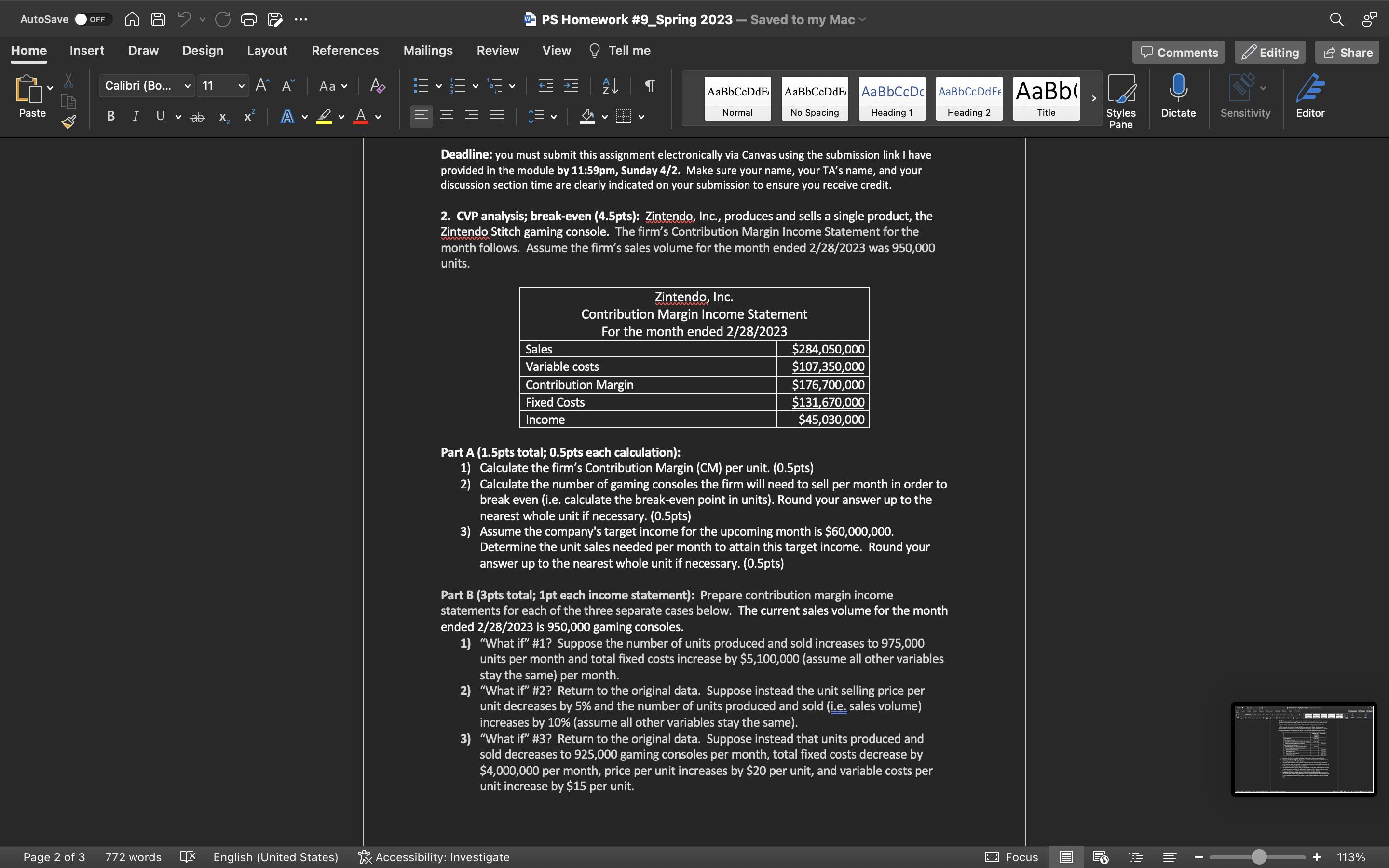 20 Home Insert Draw Design AutoSave OFF Paste X Page 2 of 3 Calibri (Bo... v 11 B I U 772 words  ab X V