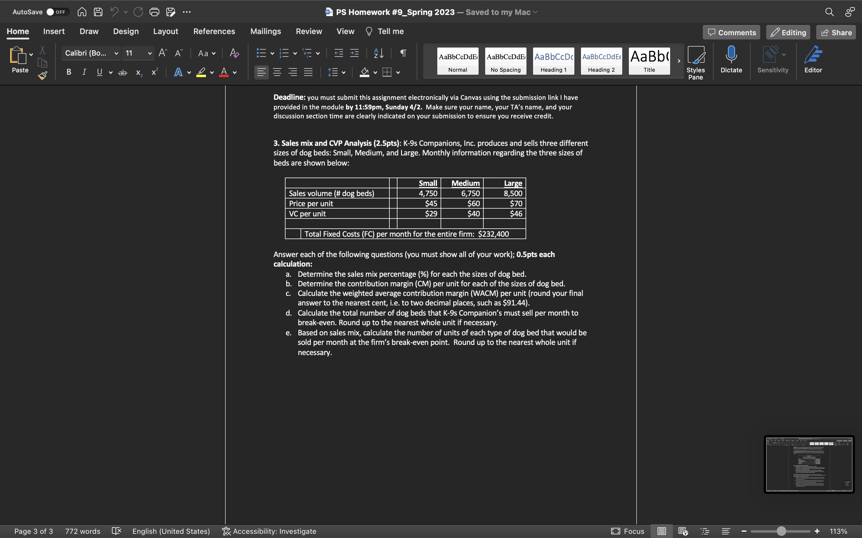 20 Home Insert Draw Design AutoSave OFF Paste X Page 3 of 3 Calibri (Bo... v 11 B I U 772 words  ab X V