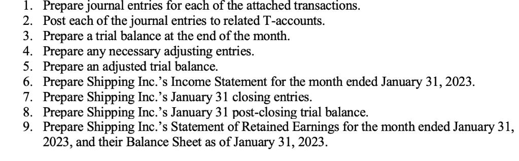 1. Prepare journal entries for each of the attached transactions. 2. Post each of the journal entries to