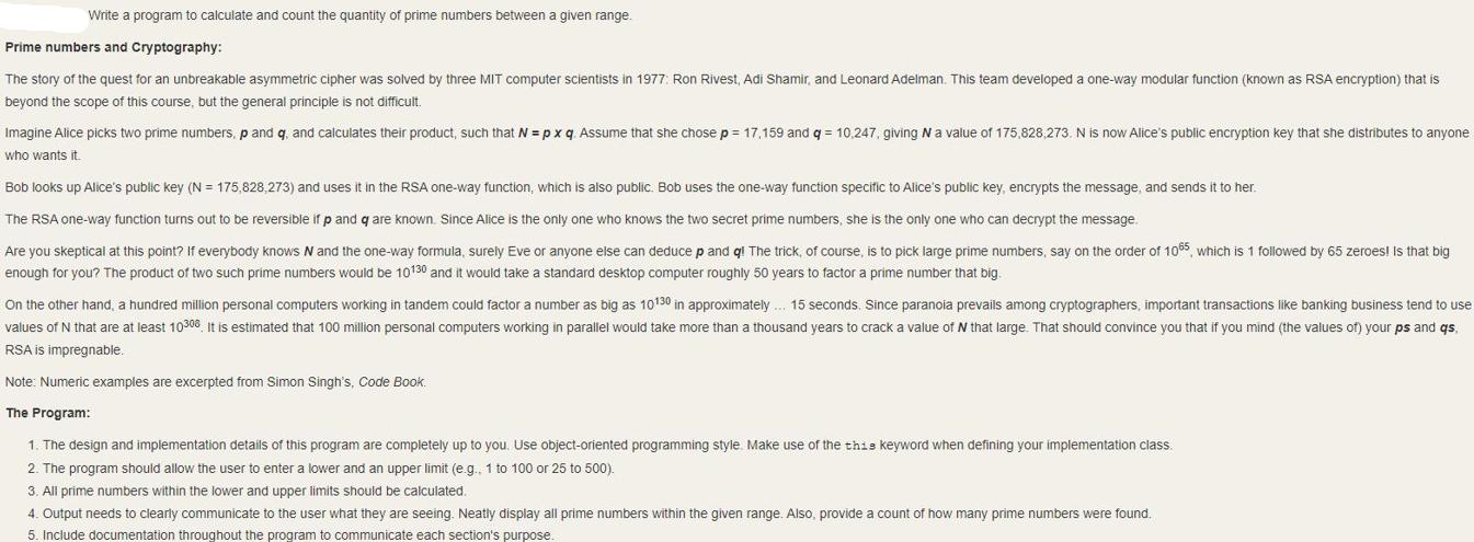 Write a program to calculate and count the quantity of prime numbers between a given range. Prime numbers and