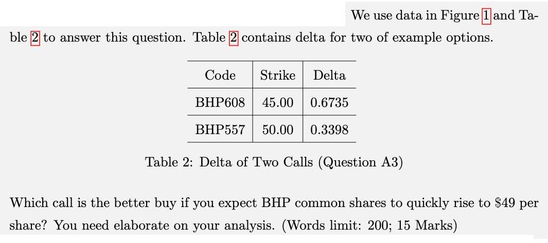 We use data in Figure 1 and Ta- ble 2 to answer this question. Table 2 contains delta for two of example
