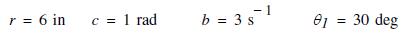 r = 6 in c = 1 rad b = 3 s